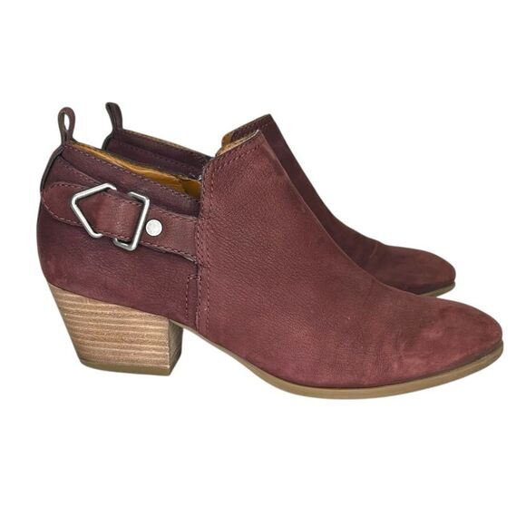 Franco Sarto Garfield Burgundy Ankle‎ Booties Size 8.5M Leather Block Heel Boots - Picture 1 of 9